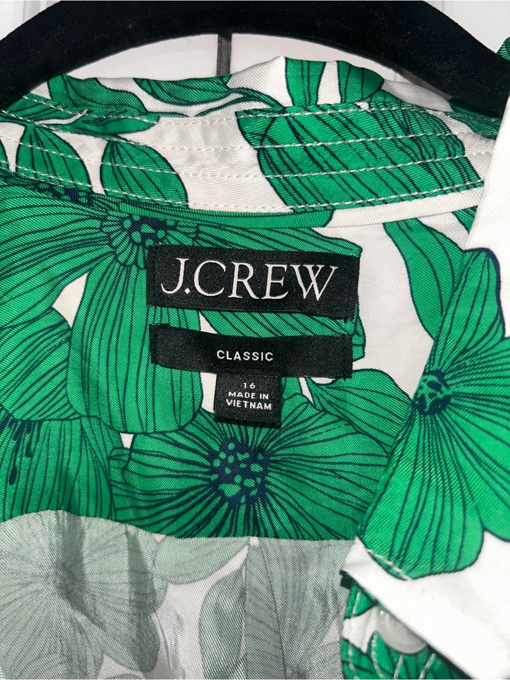 J. Crew White Button-Down Shirt with Green Floral Print - Picture 3 of 8